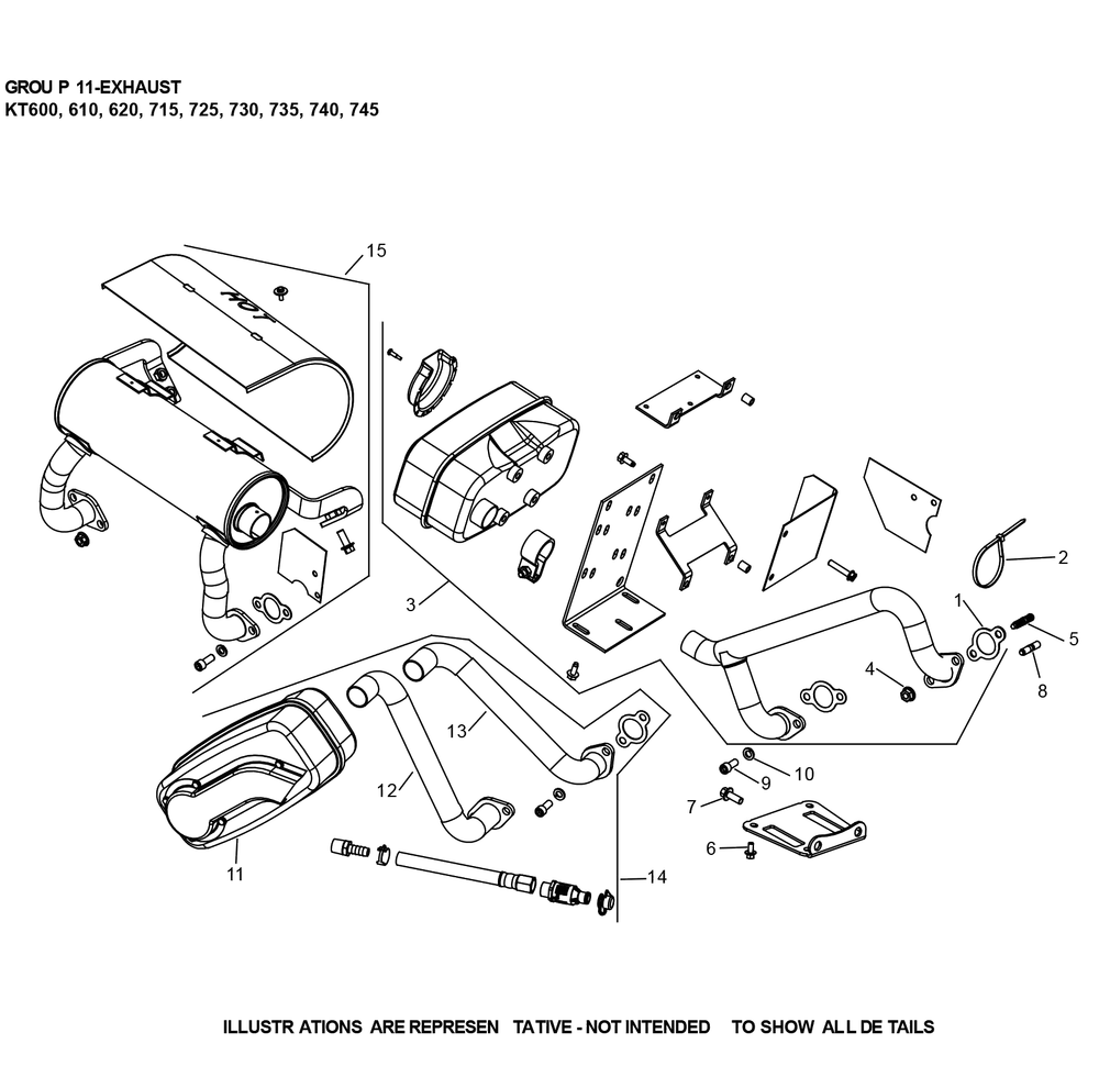 Kt735-3103 Exhaust Diagram and Parts List for KT735-3103  Cub Cadet Lawn Tractor